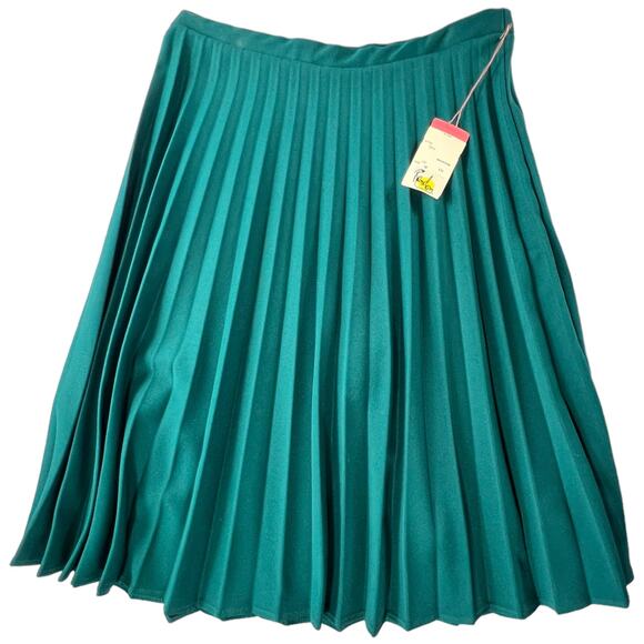 Vintage NWT Random Sportswear Green Pleated Midi Skirt - Size 18 Deadstock 1980s - Picture 12 of 14